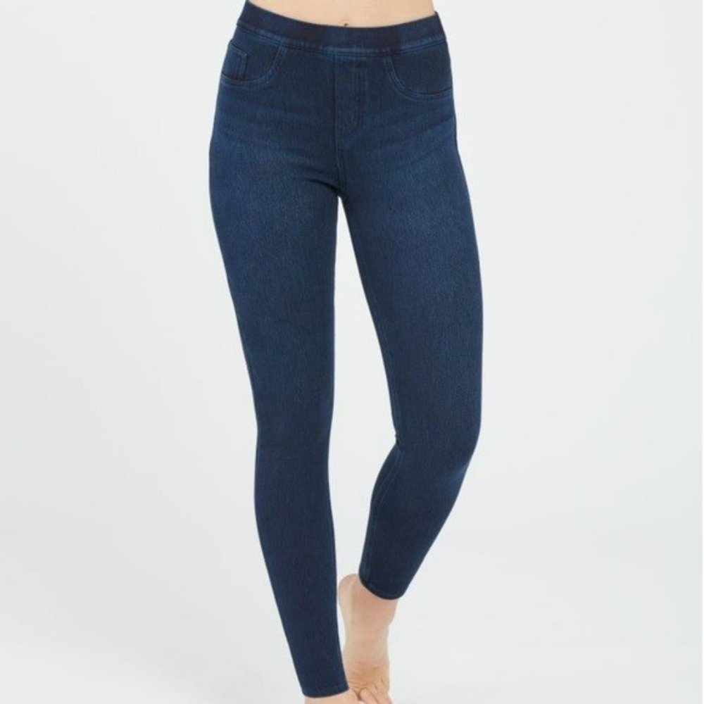 SPANX Jean-ish Ankle Leggings 20018R Size L dark blue